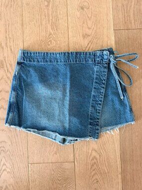 Free People We The Free Emmy Denim Wrap Skort Blue Size 10
